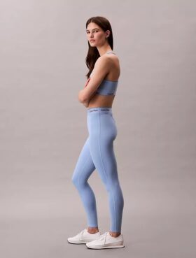 Moderne Sport-Leggings mit hohem Bund und Logo, 7/8-Länge