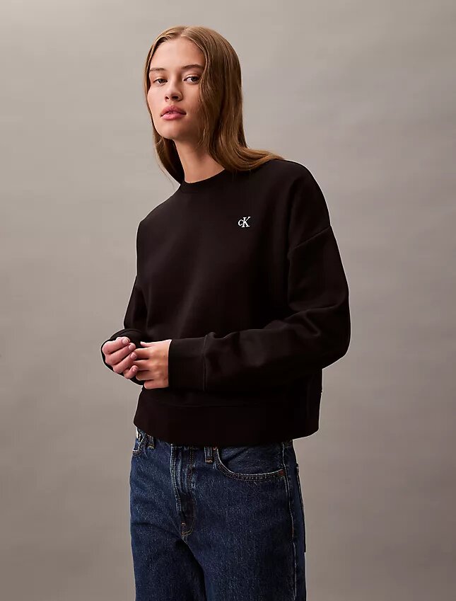 Monogram-Fleece-Sweatshirt in verkürzter Länge Monogram-Fleece-Sweatshirt in verkürzter Länge