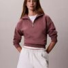Monogram Fleece-Sweatshirt mit Viertelreißverschluss