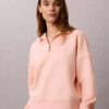 Monogram Fleece-Sweatshirt mit Viertelreißverschluss