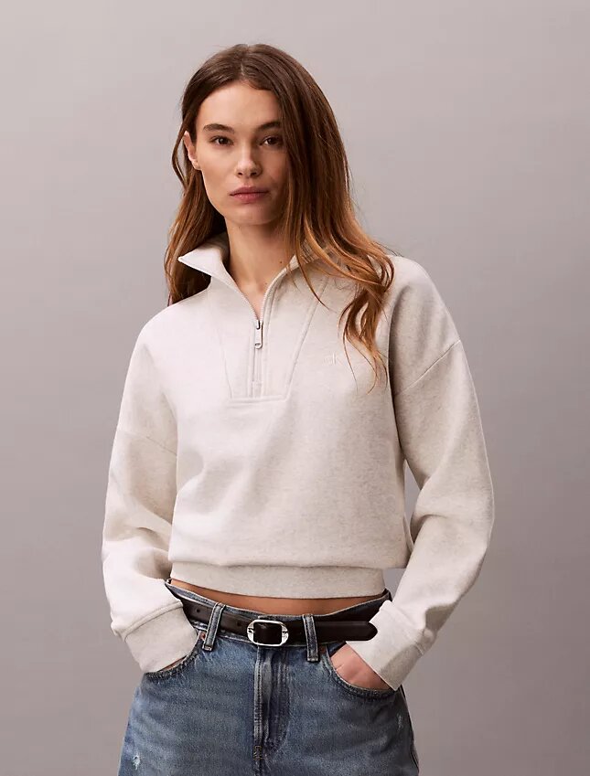 Monogram Fleece-Sweatshirt mit Viertelreißverschluss Monogram Fleece-Sweatshirt mit Viertelreißverschluss