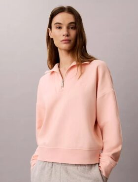 Monogram Fleece-Sweatshirt mit Viertelreißverschluss