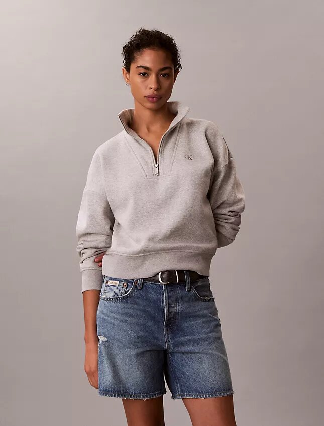 Monogram Fleece-Sweatshirt mit Viertelreißverschluss Monogram Fleece-Sweatshirt mit Viertelreißverschluss