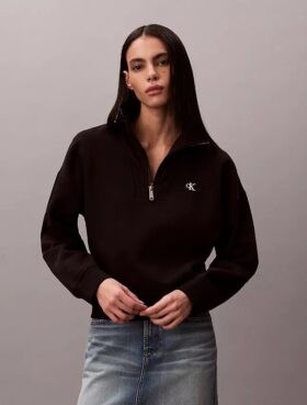 Monogram Fleece-Sweatshirt mit Viertelreißverschluss