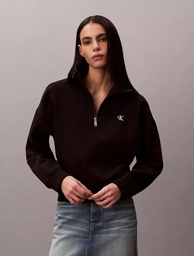 Monogram Fleece-Sweatshirt mit Viertelreißverschluss Monogram Fleece-Sweatshirt mit Viertelreißverschluss