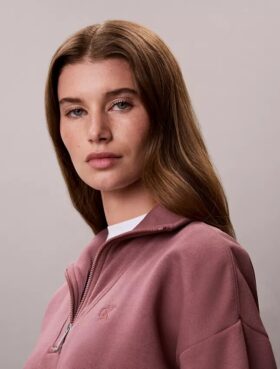 Monogram Fleece-Sweatshirt mit Viertelreißverschluss