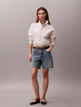 Monogram Fleece-Sweatshirt mit Viertelreißverschluss