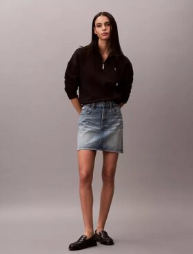 Monogram Fleece-Sweatshirt mit Viertelreißverschluss