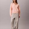 Monogram Fleece-Sweatshirt mit Viertelreißverschluss