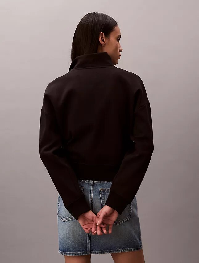Monogram Fleece-Sweatshirt mit Viertelreißverschluss Monogram Fleece-Sweatshirt mit Viertelreißverschluss