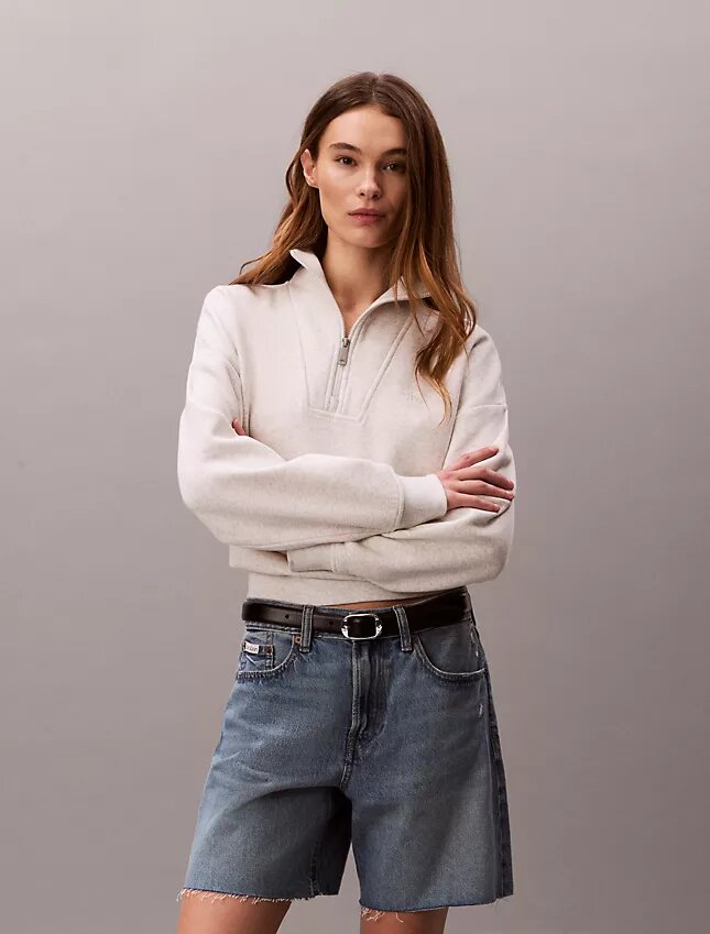 Monogram Fleece-Sweatshirt mit Viertelreißverschluss Monogram Fleece-Sweatshirt mit Viertelreißverschluss