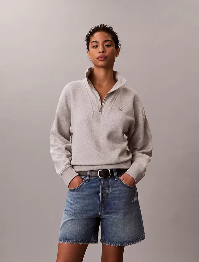 Monogram Fleece-Sweatshirt mit Viertelreißverschluss Monogram Fleece-Sweatshirt mit Viertelreißverschluss