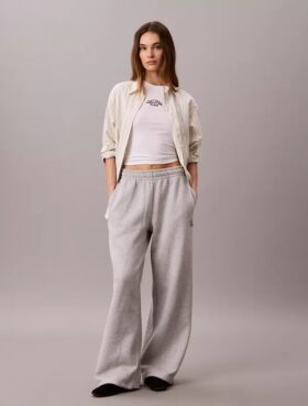 Monologo Fleece-Jogginghose mit weitem Bein