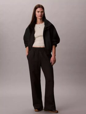Monologo Fleece-Jogginghose mit weitem Bein