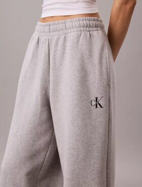 Monologo Fleece-Jogginghose mit weitem Bein