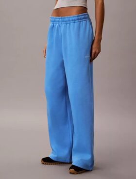 Monologo Fleece-Jogginghose mit weitem Bein