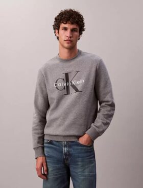 Monologo Fleece-Sweatshirt mit Rundhalsausschnitt