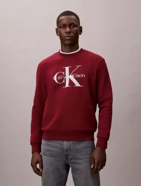 Monologo Fleece-Sweatshirt mit Rundhalsausschnitt Monologo Fleece-Sweatshirt mit Rundhalsausschnitt