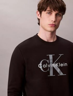 Monologo Fleece-Sweatshirt mit Rundhalsausschnitt