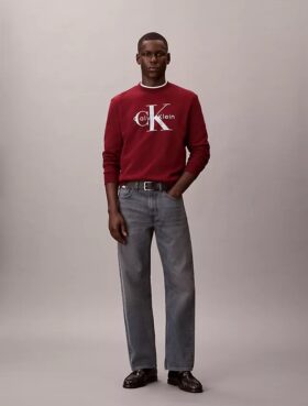 Monologo Fleece-Sweatshirt mit Rundhalsausschnitt Monologo Fleece-Sweatshirt mit Rundhalsausschnitt