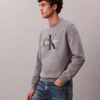 Monologo Fleece-Sweatshirt mit Rundhalsausschnitt