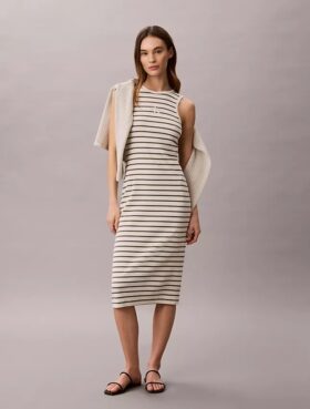 Monologo Midi-Kleid mit Rippenstreifen