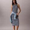 Monologo Midi-Kleid mit Rippenstreifen Monologo Midi-Kleid mit Rippenstreifen