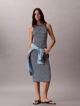 Monologo Midi-Kleid mit Rippenstreifen