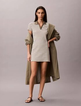 Monologo Mini-Kleid mit Rippenstreifen