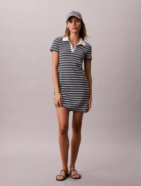 Monologo Mini-Kleid mit Rippenstreifen