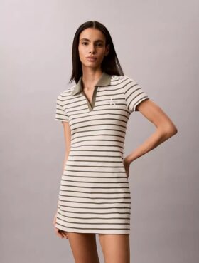 Monologo Mini-Kleid mit Rippenstreifen