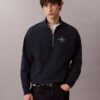 Monologo Premium-Frottee-Sweatshirt mit Viertelreißverschluss