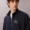 Monologo Premium-Frottee-Sweatshirt mit Viertelreißverschluss