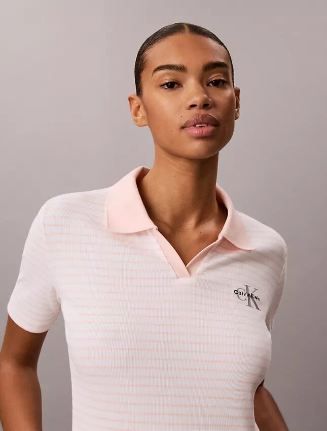Monologo Stripe Rib Polo-T-Shirt Monologo Stripe Rib Polo-T-Shirt