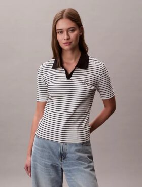 Monologo Stripe Rib Polo-T-Shirt