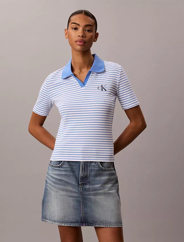 Monologo Stripe Rib Polo-T-Shirt Monologo Stripe Rib Polo-T-Shirt