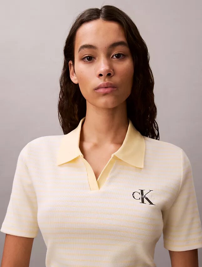 Monologo Stripe Rib Polo-T-Shirt Monologo Stripe Rib Polo-T-Shirt