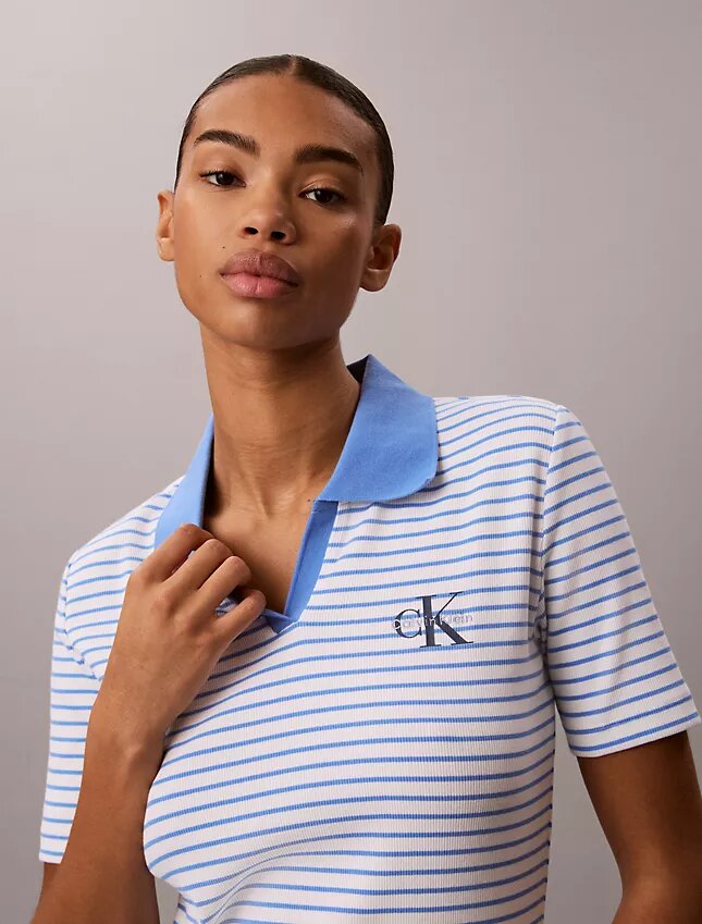 Monologo Stripe Rib Polo-T-Shirt Monologo Stripe Rib Polo-T-Shirt
