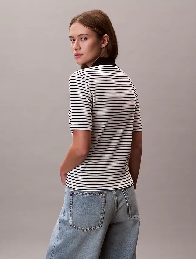 Monologo Stripe Rib Polo-T-Shirt Monologo Stripe Rib Polo-T-Shirt