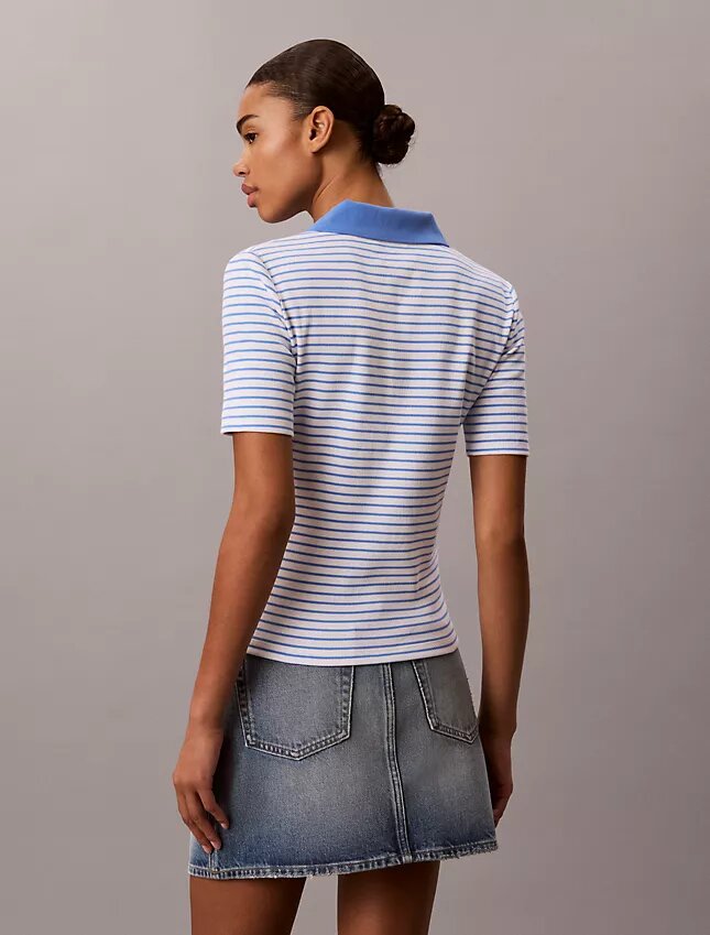Monologo Stripe Rib Polo-T-Shirt Monologo Stripe Rib Polo-T-Shirt