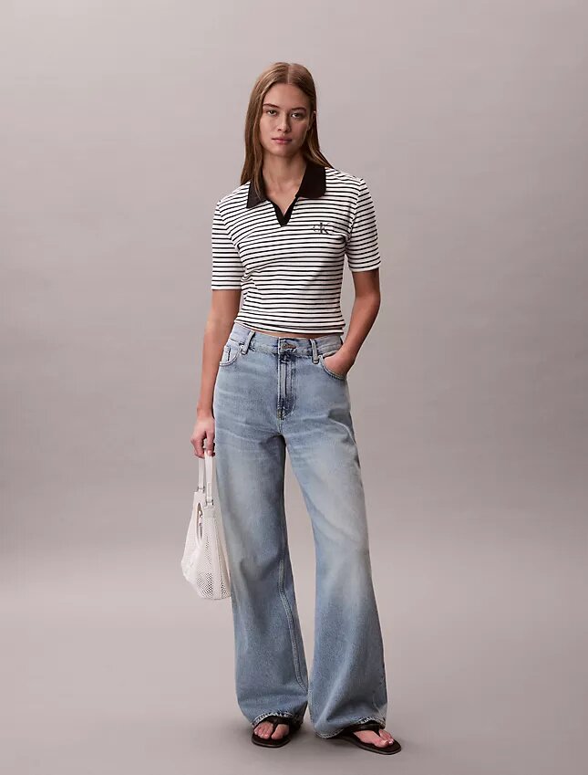Monologo Stripe Rib Polo-T-Shirt Monologo Stripe Rib Polo-T-Shirt