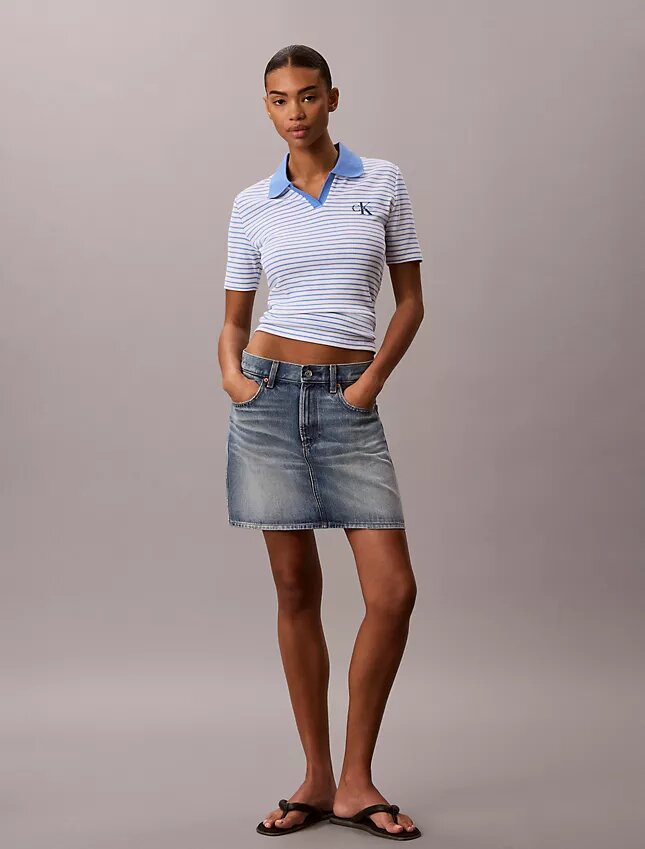 Monologo Stripe Rib Polo-T-Shirt Monologo Stripe Rib Polo-T-Shirt