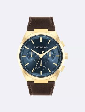Multifunktionale Uhr mit Lederarmband