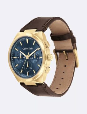 Multifunktionale Uhr mit Lederarmband