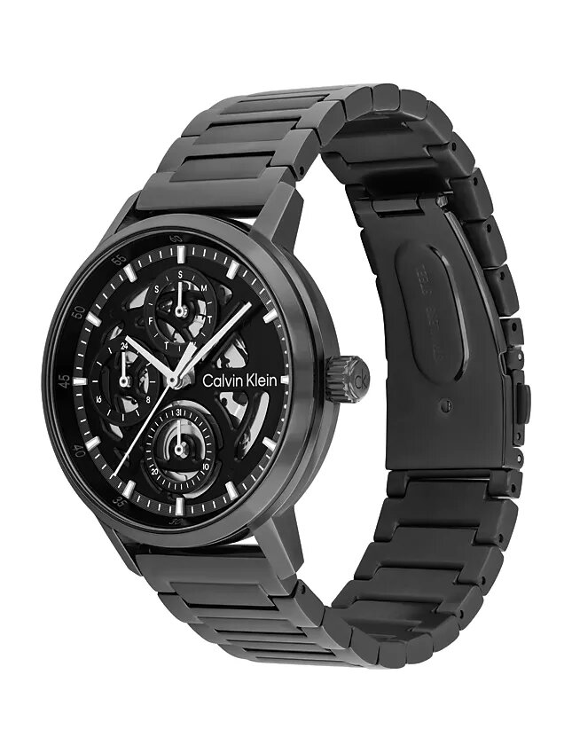 Multifunktionsuhr mit offenem Zifferblatt und Gliederarmband Multifunktionsuhr mit offenem Zifferblatt und Gliederarmband