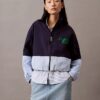 Nylon-Jacke mit Reißverschluss und Farbblock-Design