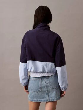 Nylon-Jacke mit Reißverschluss und Farbblock-Design