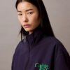 Nylon-Jacke mit Reißverschluss und Farbblock-Design