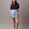 Nylon-Jacke mit Reißverschluss und Farbblock-Design