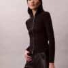 Nylon-Rippjacke mit Reißverschluss
